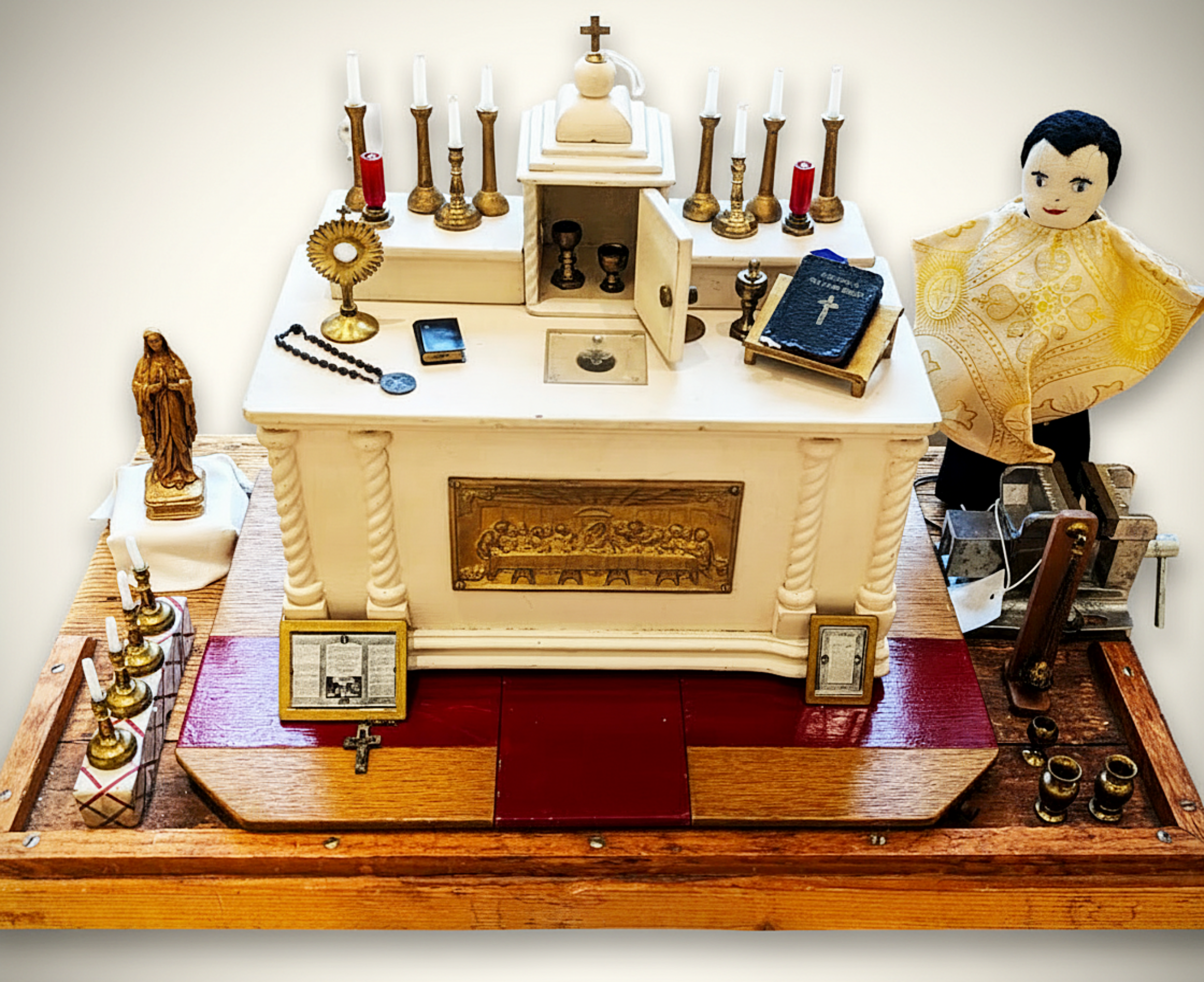 Miniature Altar with Priest — created by the parents of Sister Marie Welter, OLVM