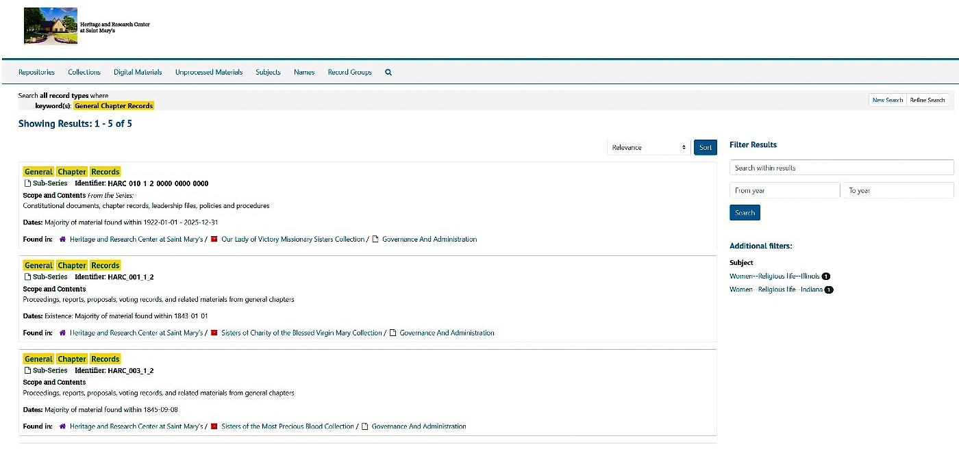 Search results example