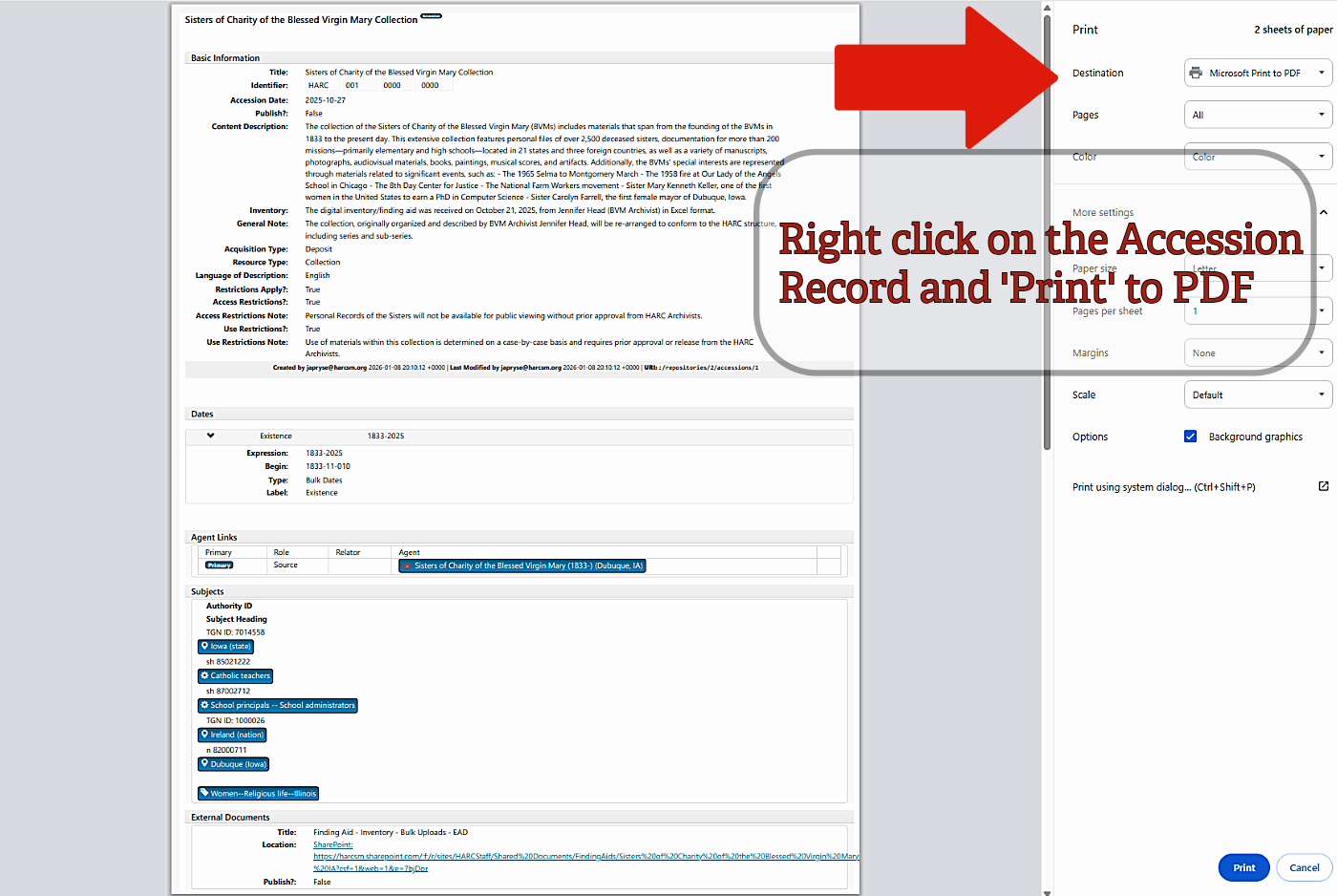 Search results example in ArchivesSpace