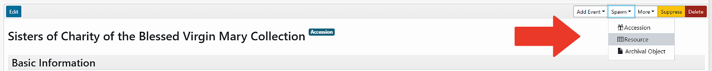 Search results example in ArchivesSpace