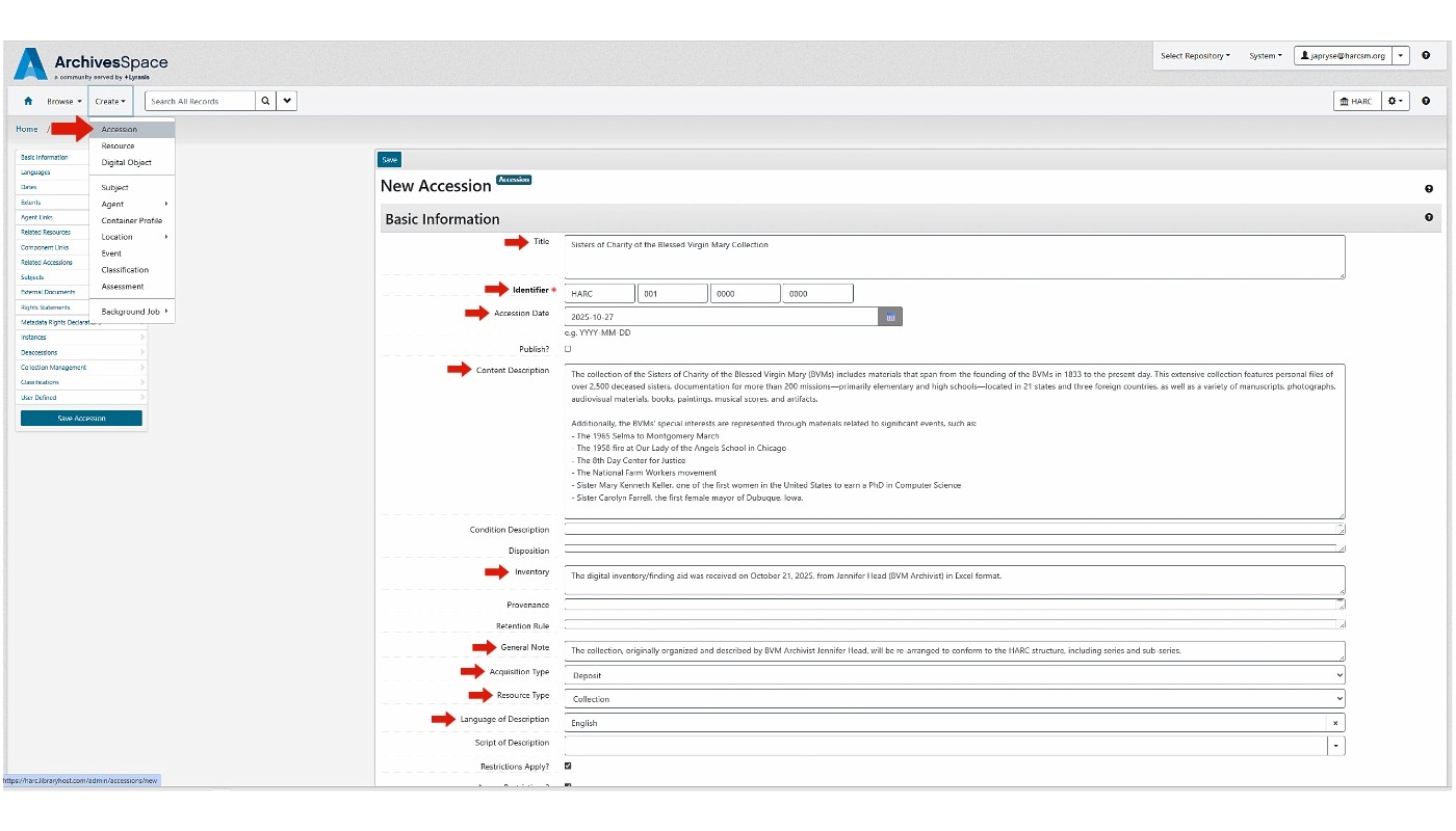 Search results example in ArchivesSpace